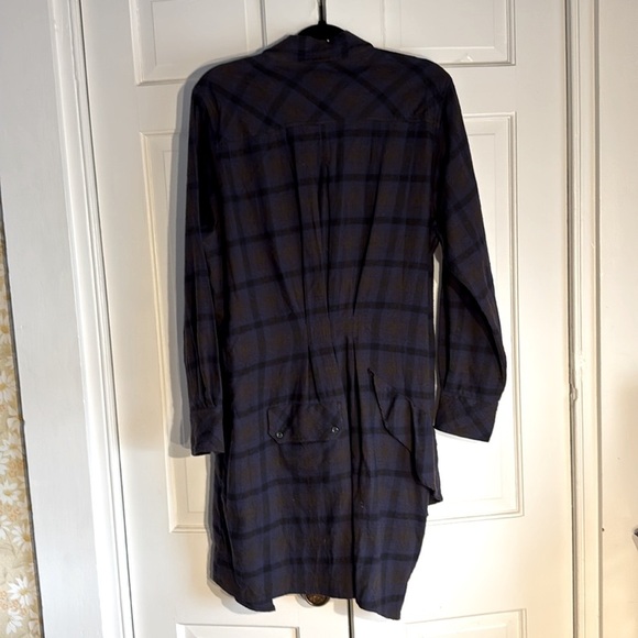NWT Isabel Marant Etoile Eggplant Black Tan Muted Plaid adjustable Shirt Dress - Picture 9 of 16